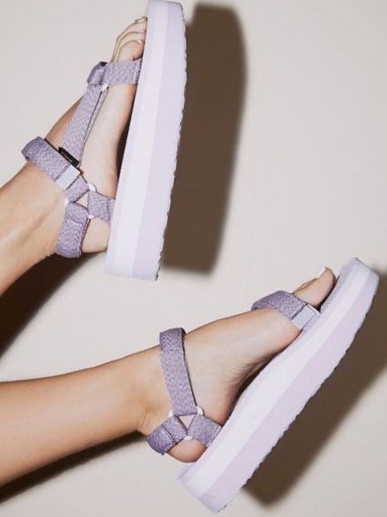 Teva Shoes - Teva Platform Strappy Sandals – Pale Orchid Purple & White – Good Used Condition